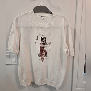 Minnie Rose Cream Graphic Knit Top